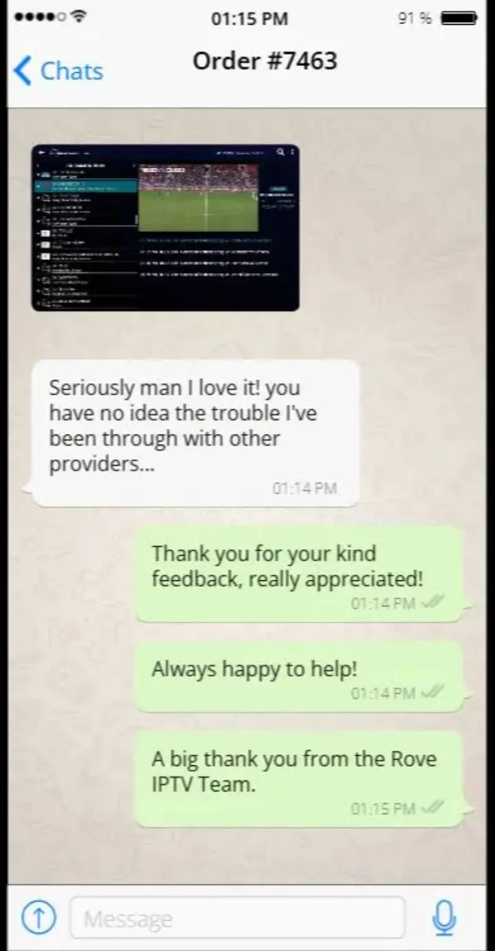 WhatsApp support chat: Cliente soddisfatto